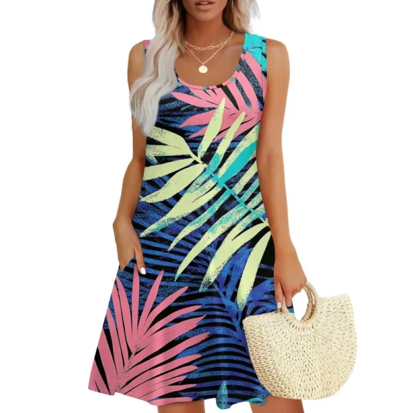 Women's Casual Fashion U-neck Sleeveless Print Dress - Image 13