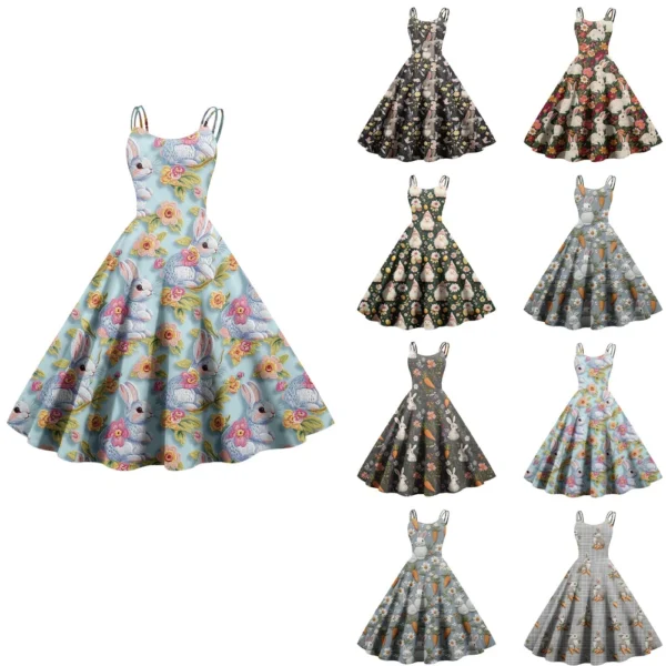Women's Sundresses Summer Easter Casual Loose Printed Dresses Fashion Dress