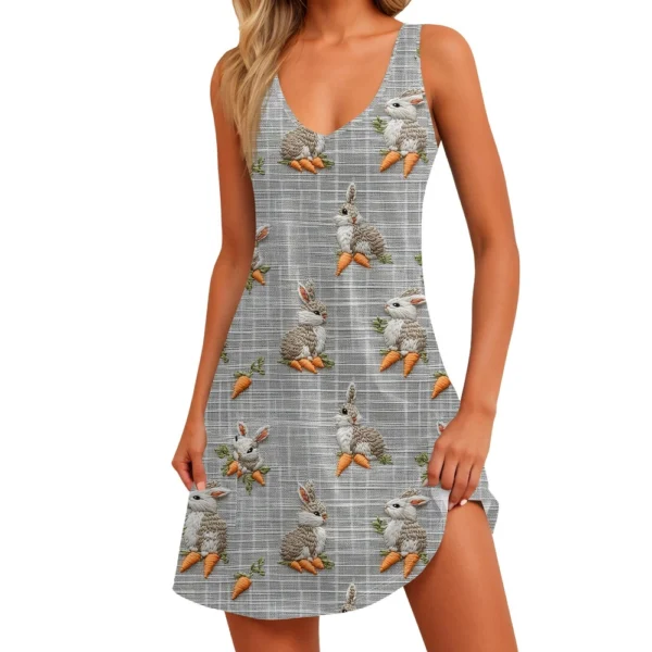 Women's Floral Print Dress, Vest, Skirt With Pockets, Beach Skirt, V-Neck Vest - Image 23