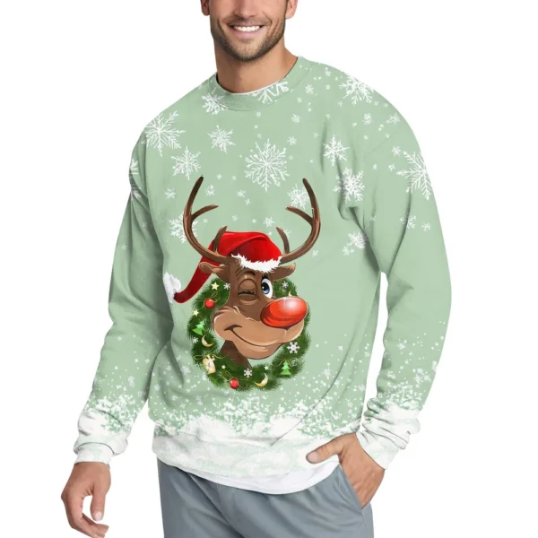 Men's Casual Fashion Comfortable Christmas Printed Round Neck Pullover - Image 32