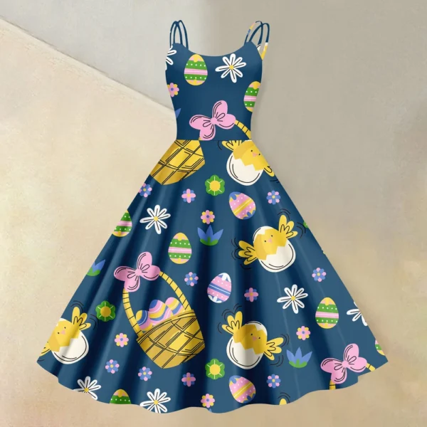 Women's  Casual Fashion Flower Print Sexy Off Shoulder Punk Retro Skirt - Image 16