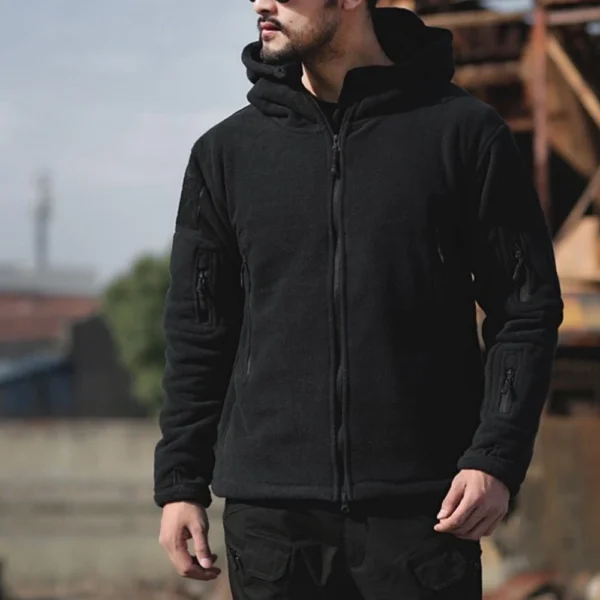 Men's Outdoor Warm Bladder Fleece Cold Proof Charge Coat Hood Jacket - Image 11