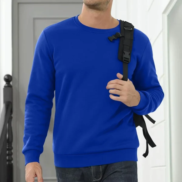 Men's Long Sleeve Fleece Casual Fuzzy Crewneck Pullover Warm Winter Sweatshirts - Image 3