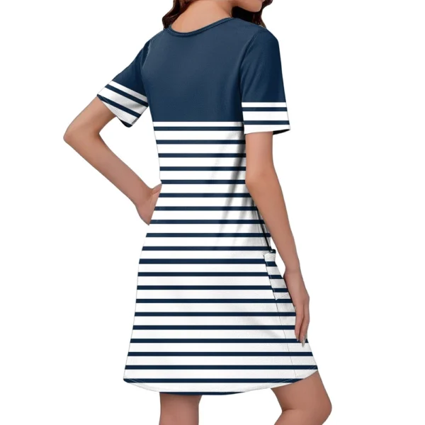 Women's Casual And Fashionable V-neck Short Sleeve Printing Mid Length Dress - Image 12