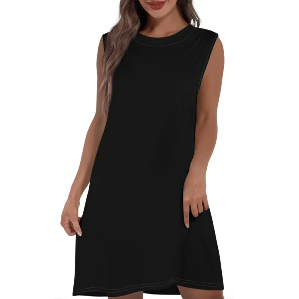 Women's Casual And Fashionable Round-neck Sleeveless Printing Mid Length Dress - Image 10