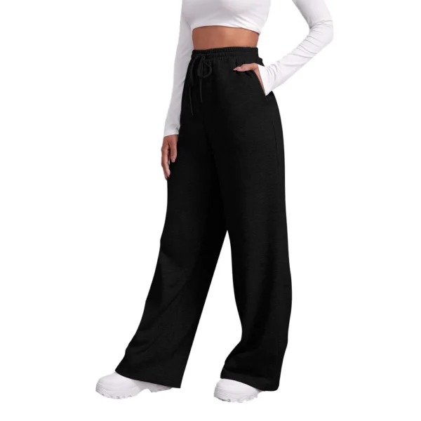 Women's Drawstring Track Pants Lined Pockets Ladies Wide Leg Sweatpants US - Image 13