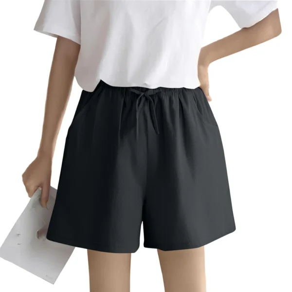 Women's Solid Color Linen Cotton Hemp Casual Sports Casual Shorts Pants. - Image 4