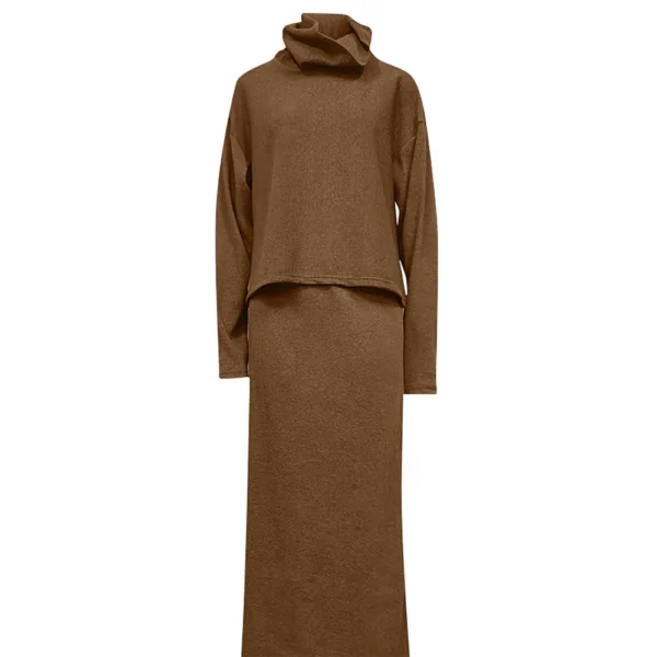 Women's Casual Loose Knit Sweater Top Long Skirt Two-piece Set - Image 8