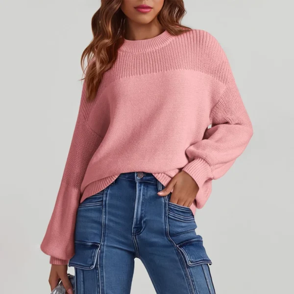 Women's Long Sleeve Winter Season Sweater Sweater Knitted Pullover Round Neck - Image 21