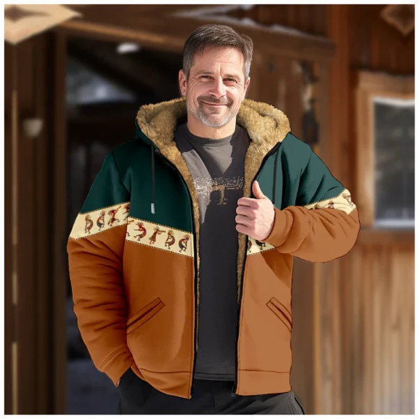 Men's Winter Print Jacket Men's Casual Trend Zipper Hooded Jacket - Image 31
