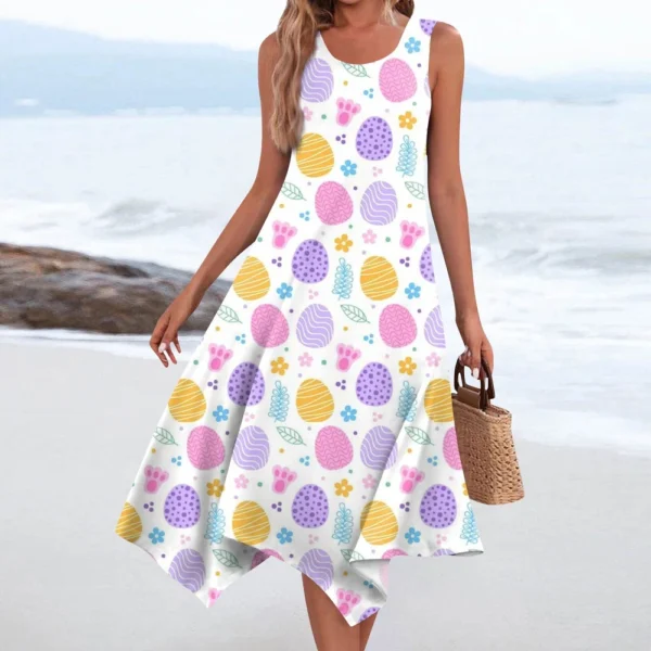 Women's Easter Sundresses Casual Printed Dresses Fashion Summer Loose Dress - Image 19