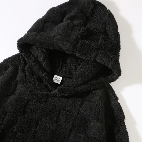 Plaid Loose Winter Plush Hoodie Casual Plus-size Coat For Men - Image 8