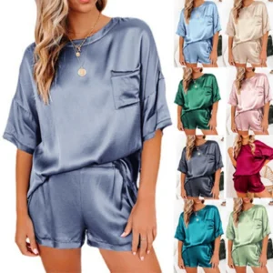 Set Solid Color Short Sleeve Short T-Shirt Pants Loose Casual Set