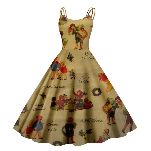 Women's Gothic Cocktail Strapless Christmas Printed Punk Sexy Dress Fashion - Image 20