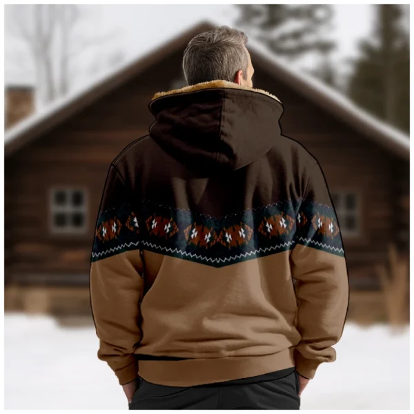 Men's Winter Print Jacket Men's Casual Trend Zipper Hooded Jacket - Image 11