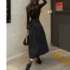 Bow hem skirt slim waist long skirt - Image 17