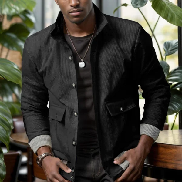 Men's Winter Corduroy Heavy Weight Long Sleeve Fashion Coat Workwear Jacket - Image 13