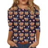 Women's Casual Round Neck Easter Egg Print Three-quarter Sleeve T-shirt Top - Image 2