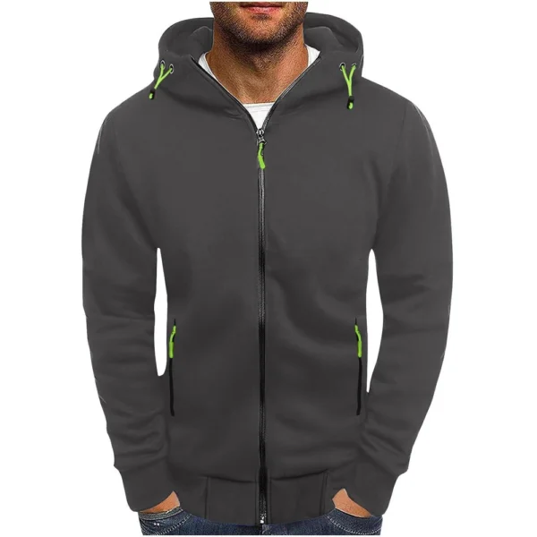 Men's Warm Zip Up Hoodie Jacket Cotton Full Zipper Hooded Sweatshirt - Image 14