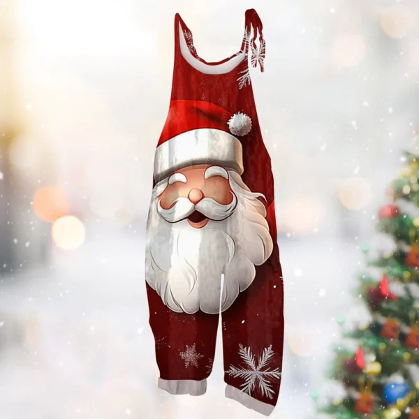 Women's Print Casual Vintage Loose Christmas Jumpsuit Shoulder Strap - Image 22