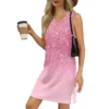 Women's V-neck Summer Casual Beach Vacation Women's Sleeveless Sparkly Print - Image 2