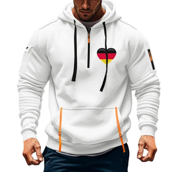 Men's Printed Sweatshirt Hoodie Zipper Arm Pocket Cardigan Men's Sports Large - Image 33