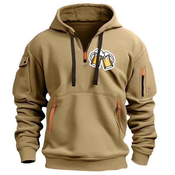 Men's Printed Sweatshirt Hoodie Zipper Arm Pocket Cardigan Men's Sports Large - Image 23