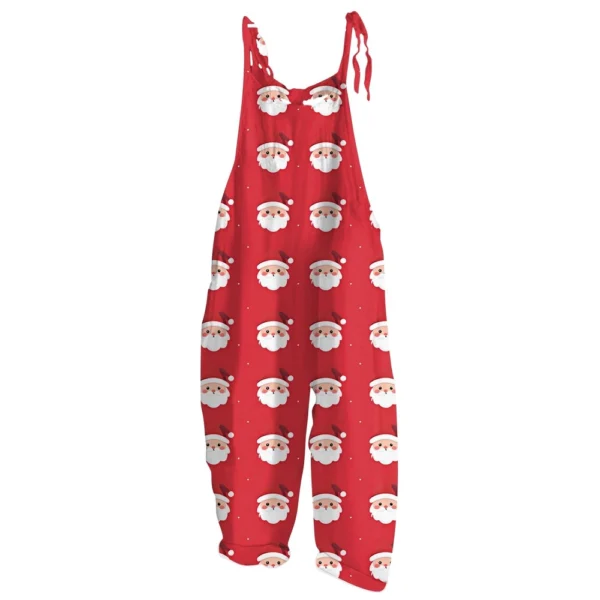 Women's Loose Print Casual Christmas Vintage Jumpsuit Shoulder Strap - Image 26