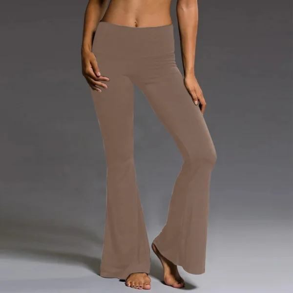 Women's Solid Color Relaxed Sports Casual High-waisted Flared Yoga Pants Long - Image 8