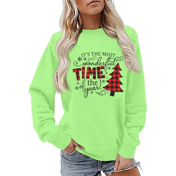 Women's Fashion Casual Round Neck Loose Long Sleeve Solid Color Sweatshirt - Image 16