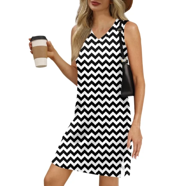 Women's V-neck Summer Casual Beach Vacation Women's Sleeveless Striped Print - Image 68