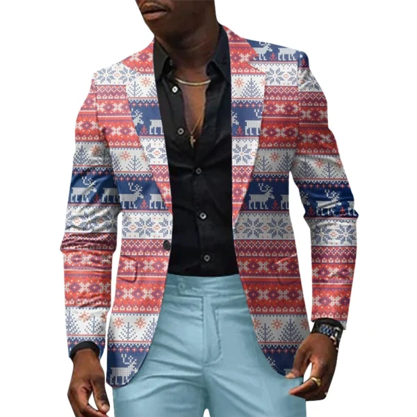 Unisex Winter Christmas Prints Suit Jackets Unisex Casual Fashion Button Jackets - Image 31