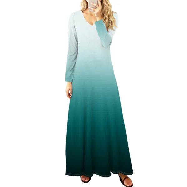Women's Casual Fashion Long Sleeve Graphic Printed Vintage Long Dresses Fall - Image 26