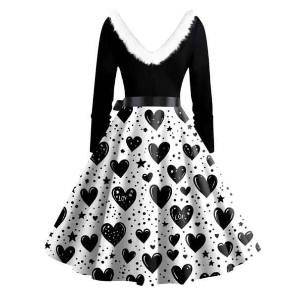 Women's Fashion Round Neck Casual Slim  Printed Long Sleeve Dresses - Image 10