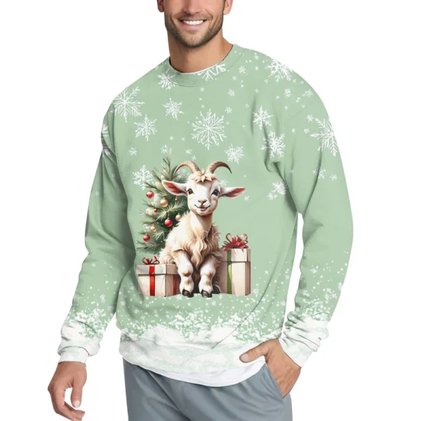 Men's Casual Fashion Comfortable Christmas Printed Round Neck Pullover - Image 14