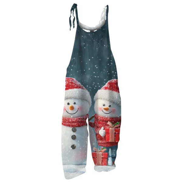 Women's Casual Christmas Shoulder Strap Print Loose Jumpsuit Vintage - Image 12