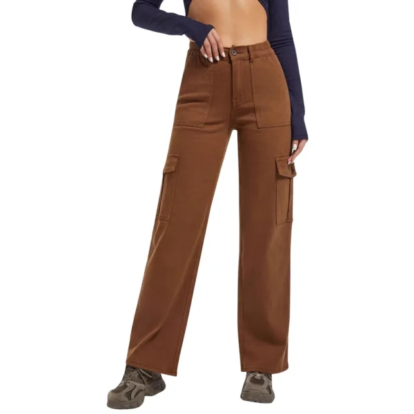 Blue Flower Pocket Plus Size Wide Leg Pants For Women Jeans - Image 16