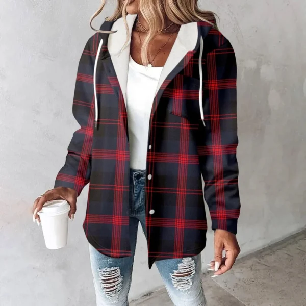 Fleece Hoodies For Women Warm Print Sweatshirt Button Lined Drawstring Hooded - Image 40