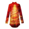 Women's Casual Pullover High Neck Christmas Long Sleeve Printed Fashion T-Shirt - Image 10