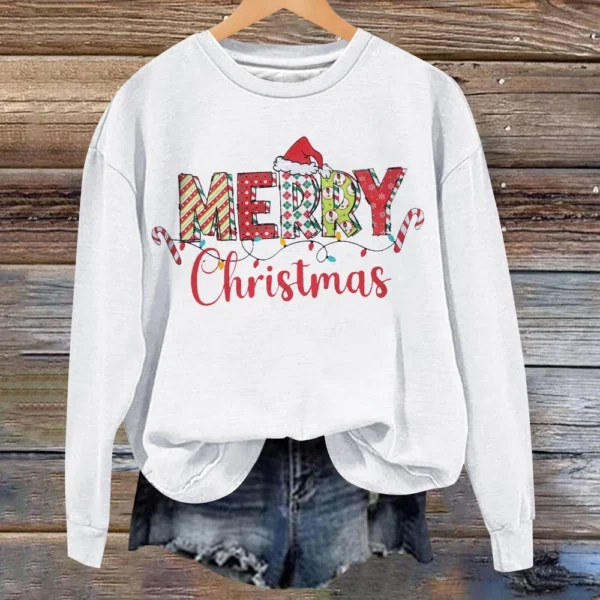 Women's Casual Loose Solid Color Easter Print Round Neck Long Sleeve Hoodie - Image 10