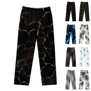 Men's Cotton Knitted Sports Pants Fashion Printed casual Sweatpants With Pockets