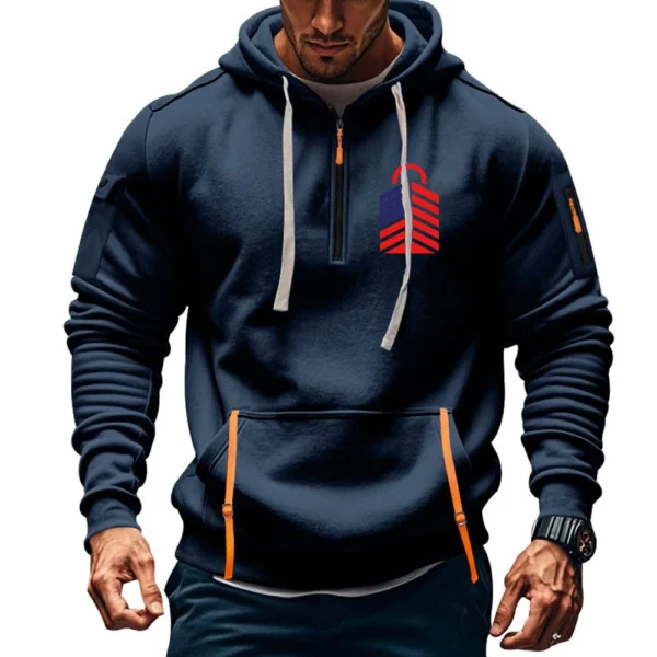 Men's Printed Sweatshirt Hoodie Zipper Arm Pocket Cardigan Men's Sports Large - Image 28