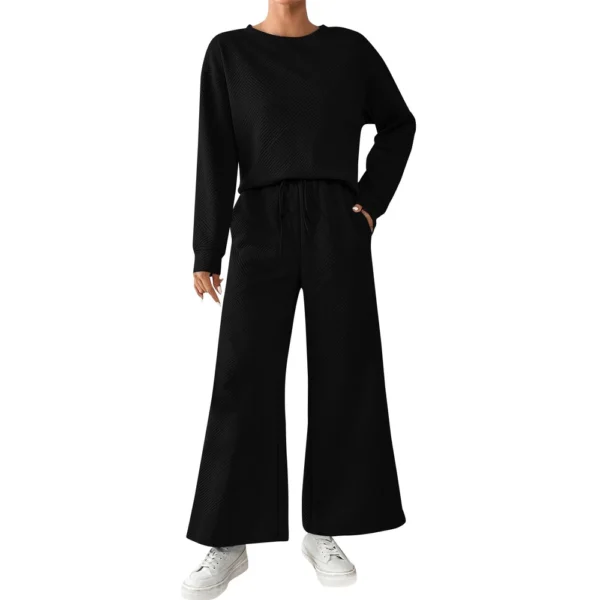 Women's Solid Color Temperament Casual Loose Textured Drawstring Elastic Waist - Image 4