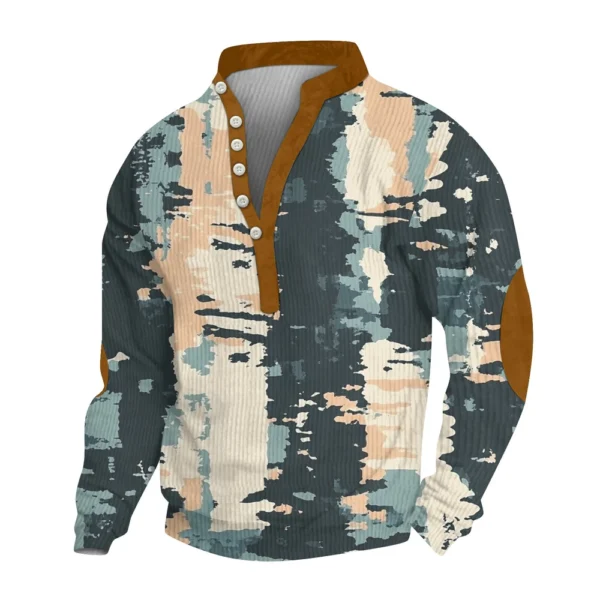 Men's Print Plush Warm Coat Fleece Sweater Casual Coat Pocket Sweater Winter - Image 14