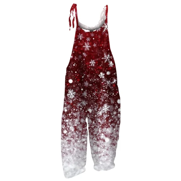 Women's Casual Christmas Shoulder Strap Print Loose Jumpsuit Vintage - Image 11