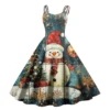 Women's Casual Fashion Christmas Print Sexy Off Shoulder Punk Retro Dress Retro - Image 35