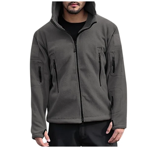 Men's Outdoor Warm Bladder Fleece Cold Proof Charge Coat Hood Jacket - Image 20
