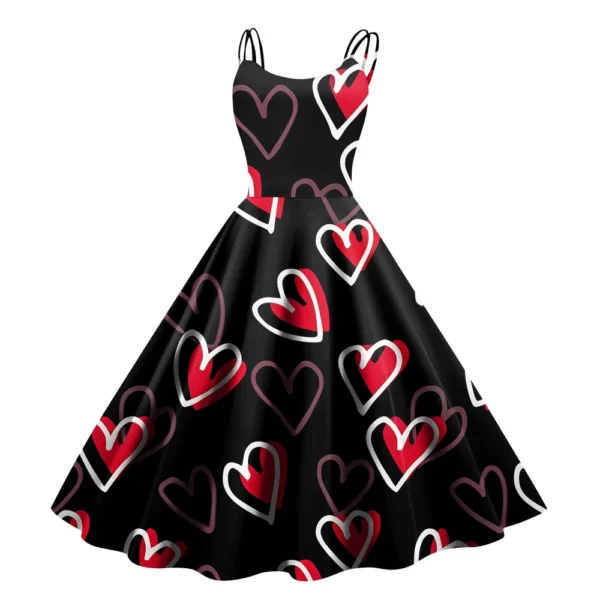 Christmas Ladies Casual Fashion Flower Print Sexy Off Shoulder Punk Retro Skirt - Image 29