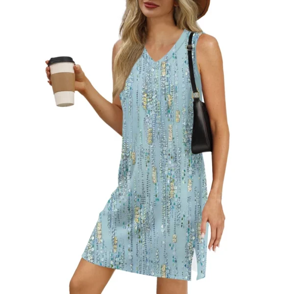 Women's V-neck Summer Casual Beach Vacation Women's Sleeveless Floral Print - Image 7