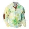 Knit Printed 3 Button - Corduroy Men's Standing Collar Pocket Sweatshirt - Image 4
